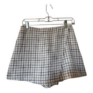 Abercrombie & Fitch Black and White Tweed Plaid Skort Size Small